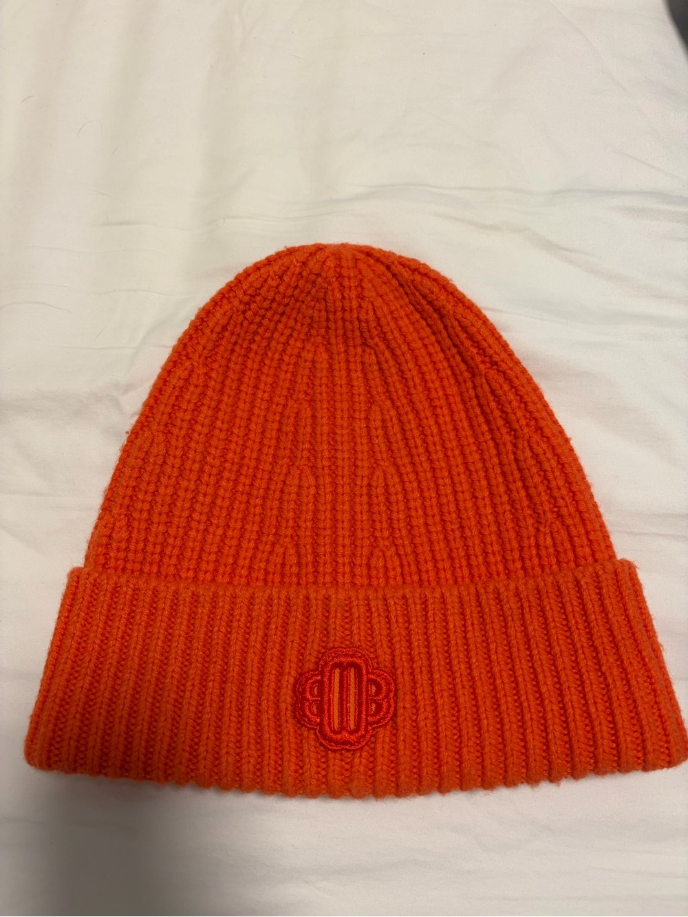 Maje Orange Ribbed Knit Beanie
